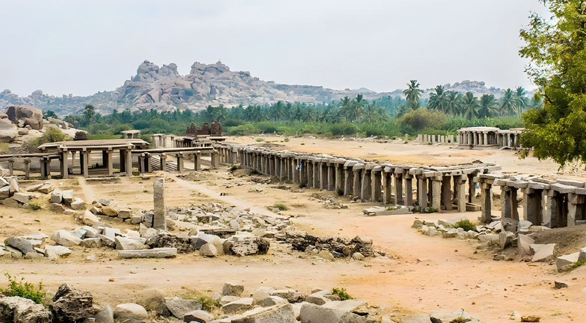 Visit the Hampi Bazaar and Virupaksha Bazaar